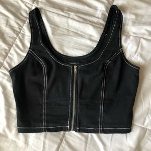 Black zip up crop top